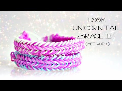 Rainbow Loom Nederlands, Unicorn Tail armband (met vork)