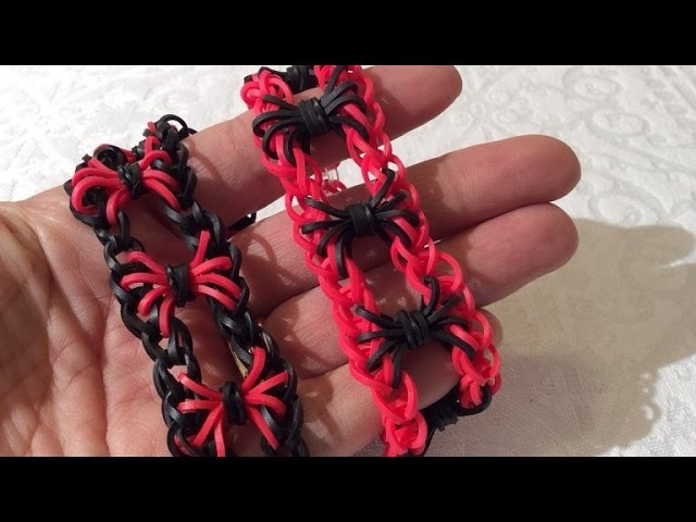 Rainbow Loom Nederlands, 'Entrapped Spiders" armband, hook only