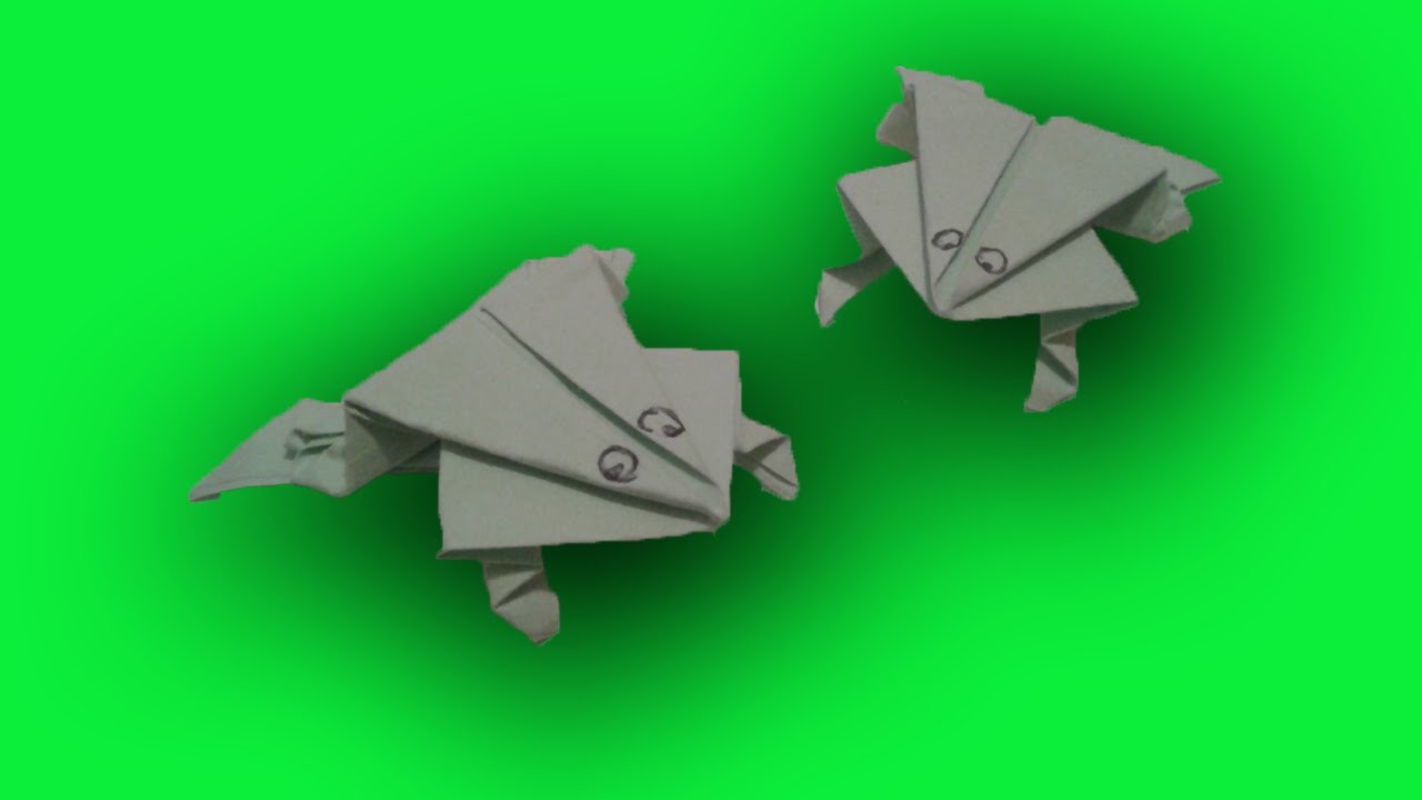 Origami springende kikker vouwen van papier - Knutsel Filmpjes
