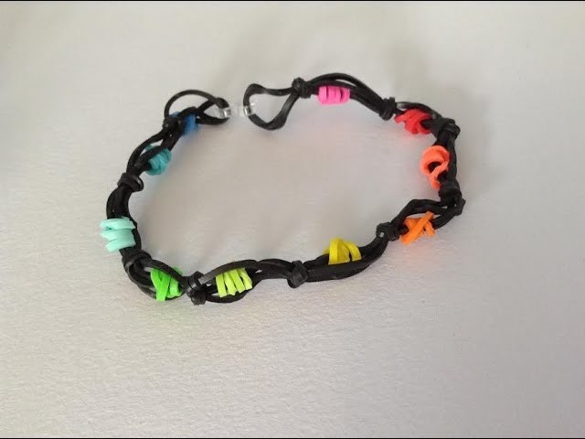 Rainbow loom Nederlands, rainbow dotted bracelet, armband, met alleen een haak