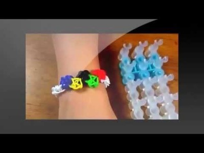 Olympic theme rubber band bracelet made with Rainbow Loom