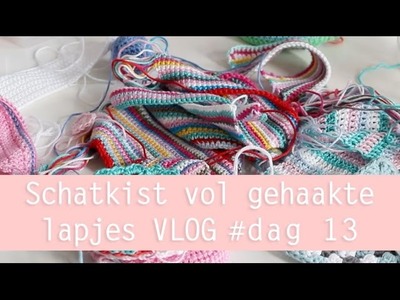 Schatkist met gehaakte lapjes 100 days of yarn bombing day 13