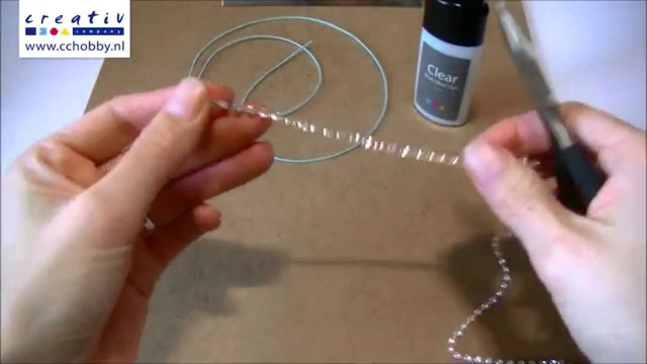 Armband van strasstenen ketting met katoenkoord - idee13477