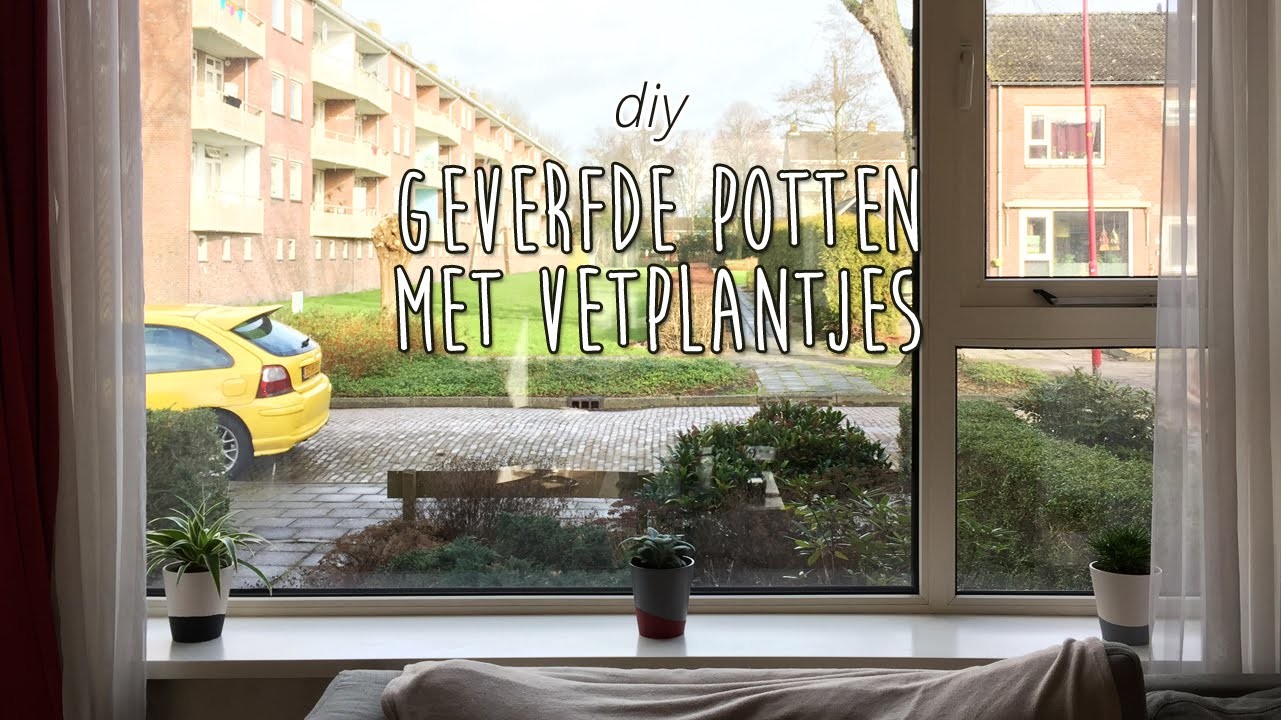 DIY geverfde potten met vetplantjes