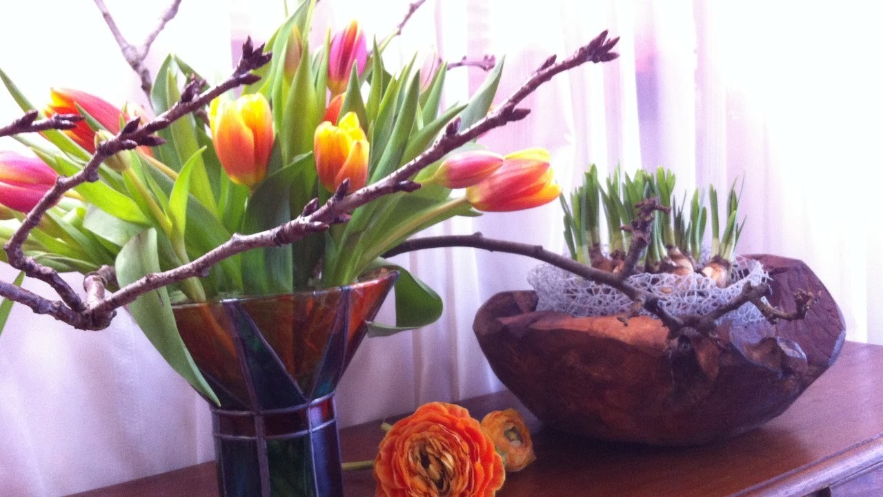 Step by step: How to make Spring Arrangements with Dutch tulips and Daffodils