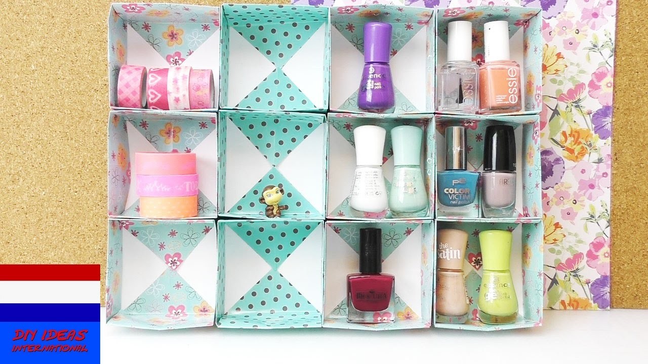 Opbergkastje voor nagellak, washi tape & sierraden zelf maken | Origami bakjes