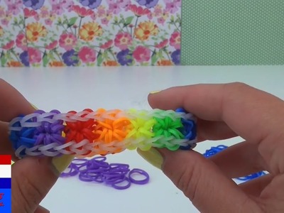 DIY Rainbow Loom Starburst Bracelet. armband met sterretjes. handleiding Nederlands. met vork