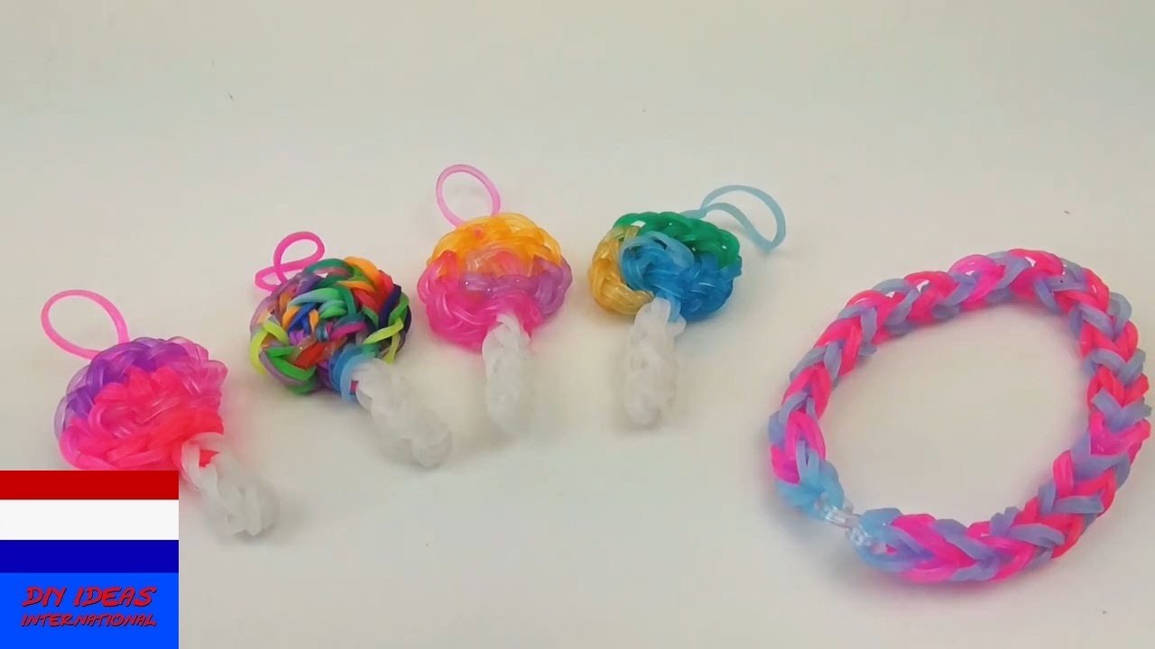 DIY rainbow loom lollipop - charm.hangertje (Nederlands) + armband