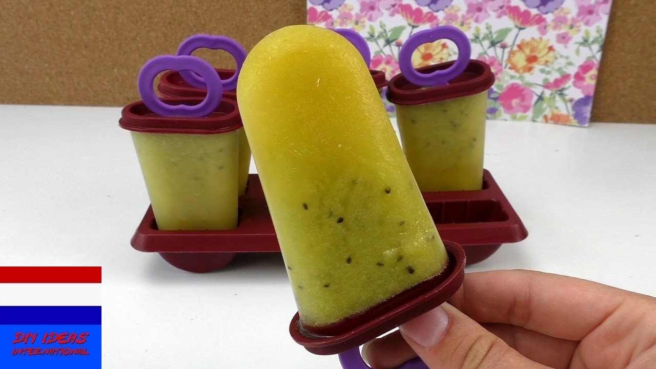 Zelf ijs op een stokje maken - DIY kids gezond ijs met sinaasappel en kiwi voor kinderen