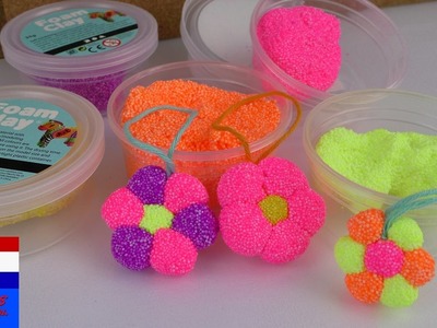 Schuimklei foam clay zelf bloem maken | DIY voor kids | zelf kleurige bloem knutselen