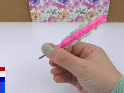 DIY washitape ganzenveer om mee te schrijven | zelf supermooie pen maken | eenvoudig cadeau-idee