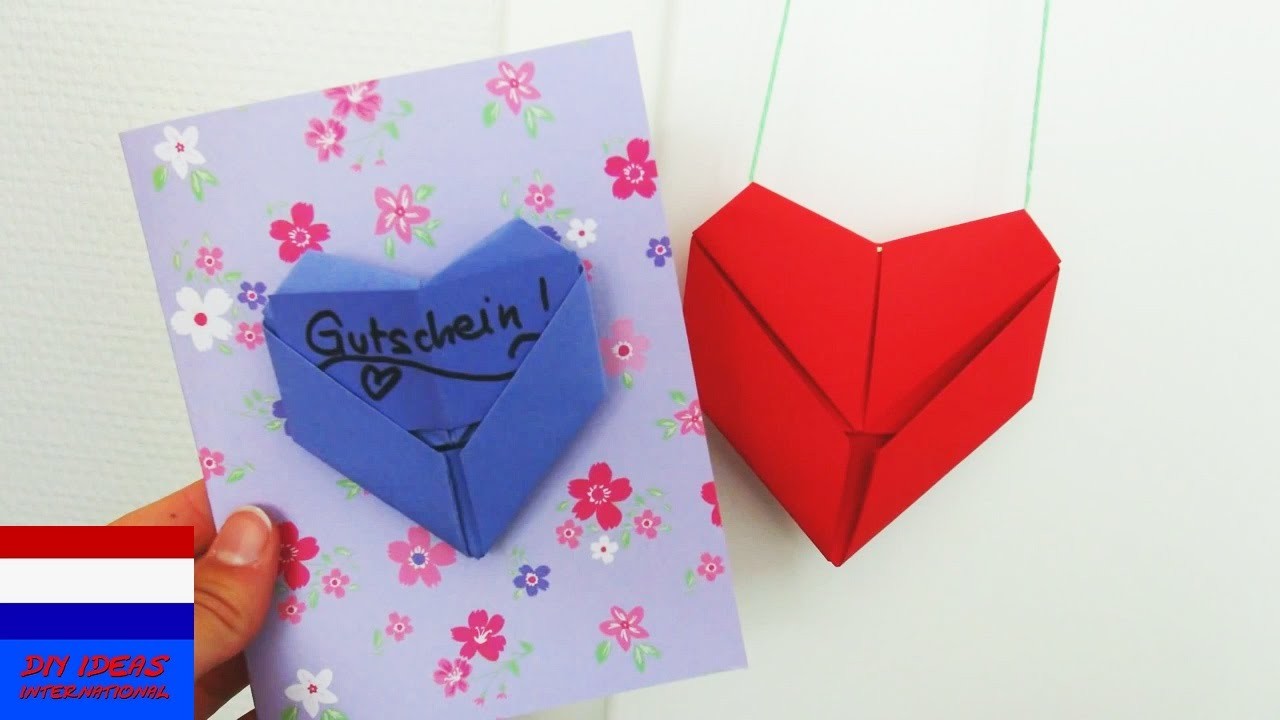 DIY decoratie – hartje vouwen, cadeauverpakking voor bon of geld. origami