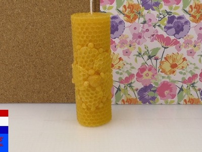 DIY kaars van bijenwas | bloemenmotief | zelf leuk cadeau maken