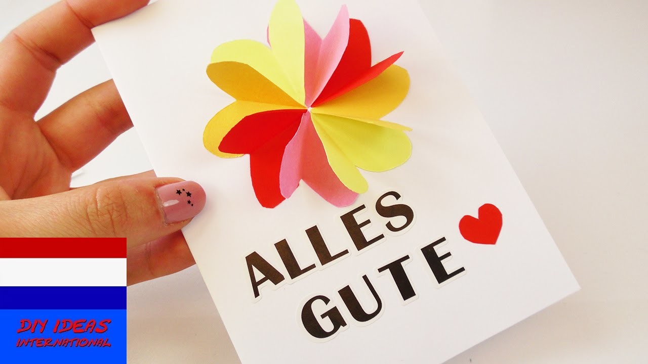 DIY 3D-verjaardagskaart met bloemen & hartjes | zelf supermooie kaart maken | verrassing