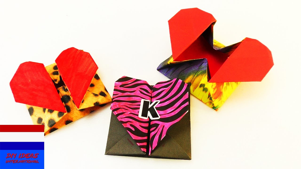 DIY origamibox met hartjessluiting | superschattig cadeau-idee | opbergdoosje & envelop | idee