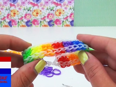 DIY rainbow loom starburst bracelet. sterretjesarmband. handleiding. met vork