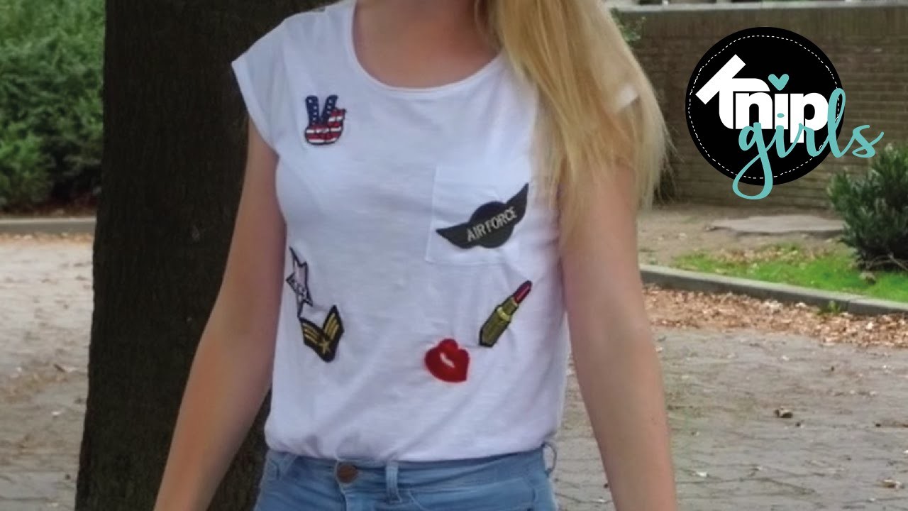 DIY shirt met patches | KNIPgirls Charissa