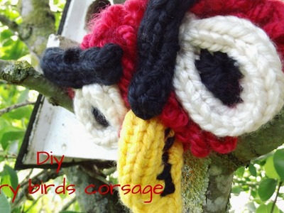 DIY Angry Birds Corsage.( Loom Knitting)