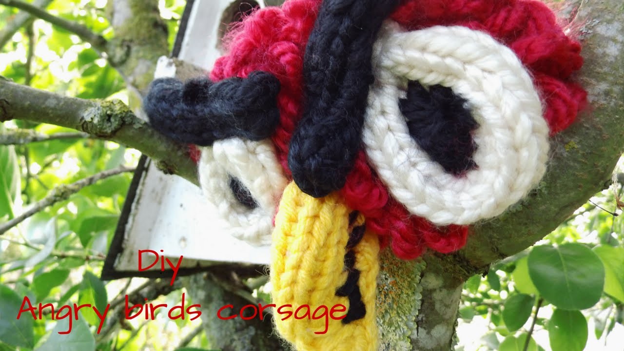 DIY Angry Birds Corsage.( Loom Knitting)