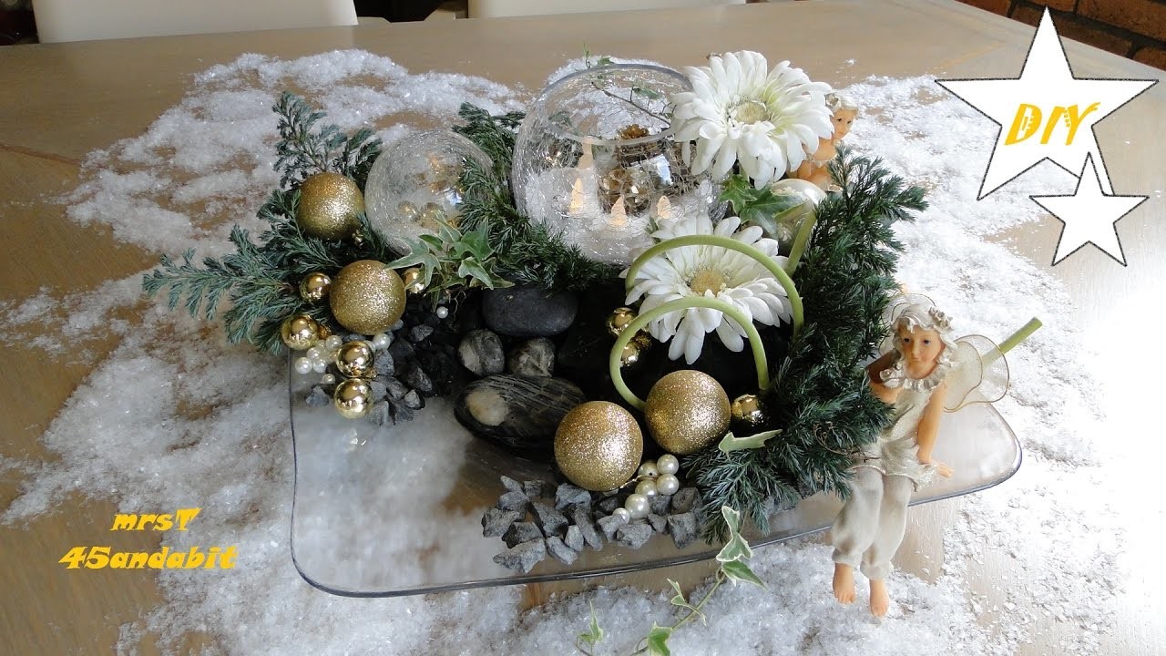 DIY kerststukjes maken, Weihnachtsdeko basteln: met gerbera's en windlicht. Christmasdecorations