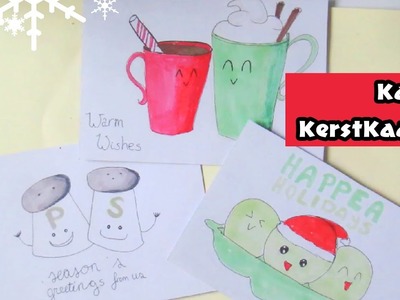 Kawaii Doodled Kerstkaarten ❆ DAG 4 ❆ Diy Christmas☆