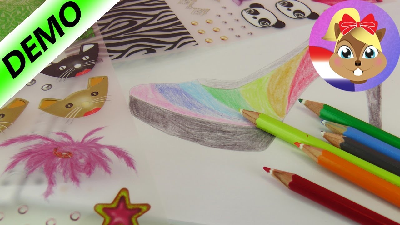 REGENBOOG schoen ontwerpen in het TOPMODEL Shoe Designer kleurboek | Rainbow Style met kleurpotloden