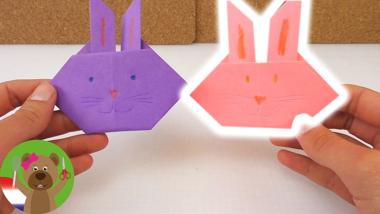 Origamihandleiding: haas - Figuur heel makkelijk zelf vouwen - Tutorial Nederlands