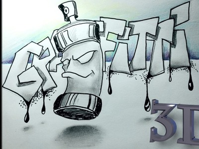 Hoe teken je een Graffiti letters en spuitbus - 3D tekenen #44