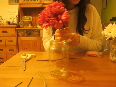 DIY RECYCLEN : JAR LIGHTS WITH FLOWERS