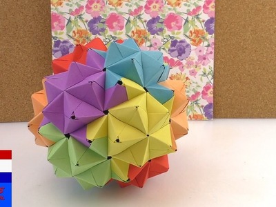 Sonobebal in regenboogkleuren | origami met 120 delen | grote origamister met 120 onderdelen