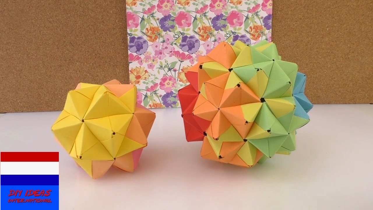 Origami met 90 delen | sonobebal in regenboogkleurtjes | grote origamister met 90 onderdelen