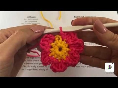 Leer blomme hekel: Blom 3. Learn to make crochet flowers: Flower 3