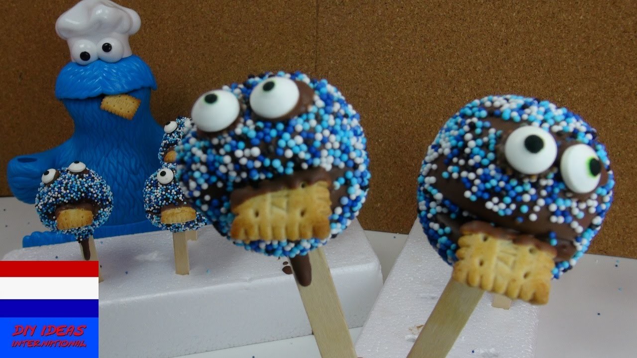 Koekiemonster cake pops. echte hit op verjaardagsfeestjes. voor fans van Sesamstraat