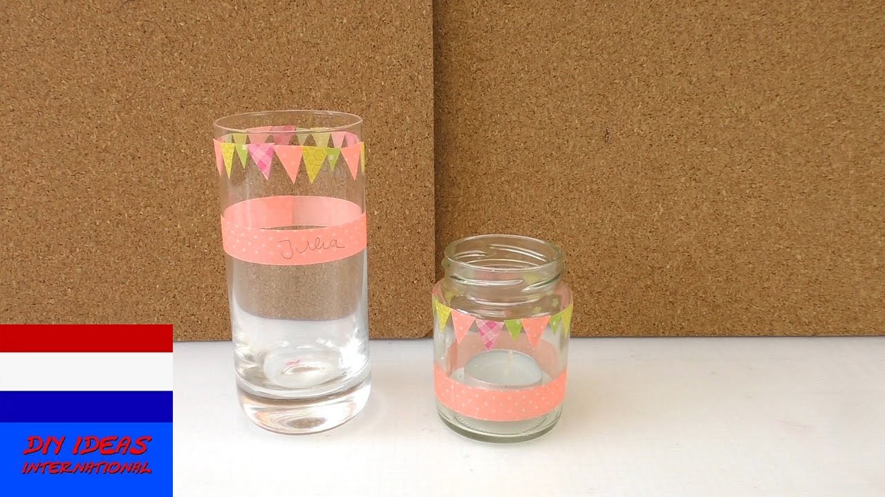 Glazen versieren voor een feestje | zelf partyspullen maken met washitape