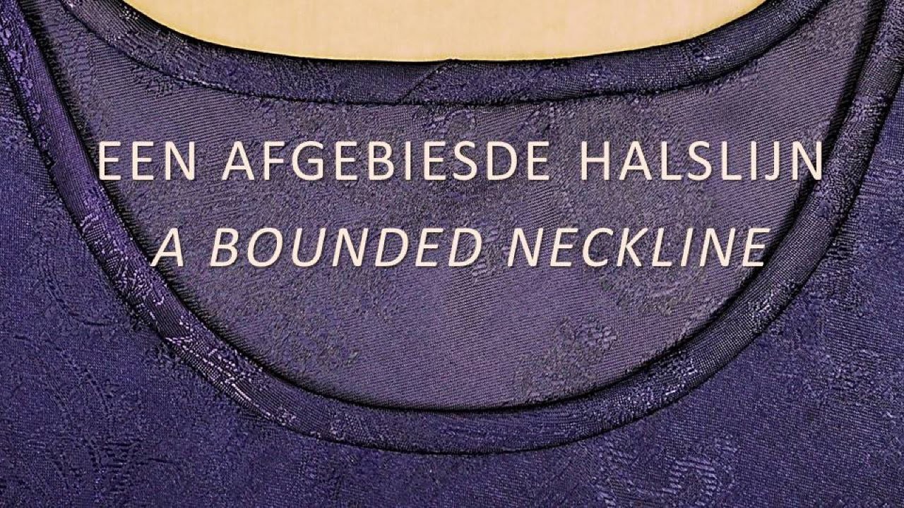 Het naaien van een afgebiesde halslijn. Sewing a bounded neckline