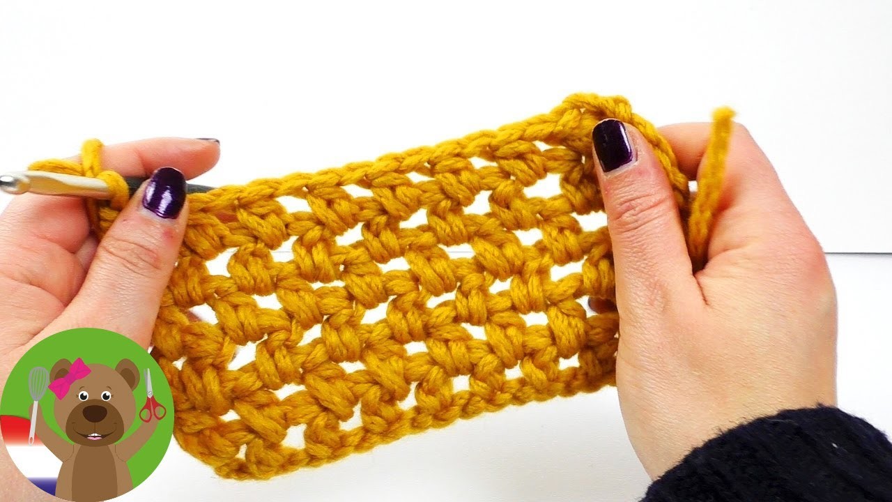 Brick stitch met halve stokjes | Makkelijk haakpatroon | Patroon met gaten haken | Makkelijk en snel