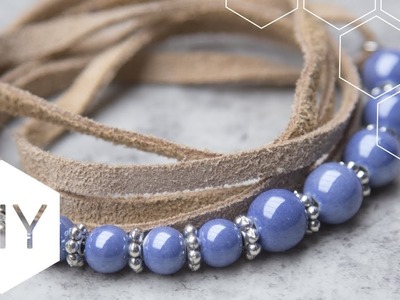 DIY sieraden maken met Kralenhoekje - Suède armband met keramiek kralen