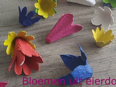 Bloemen knutselen uit eierdozen