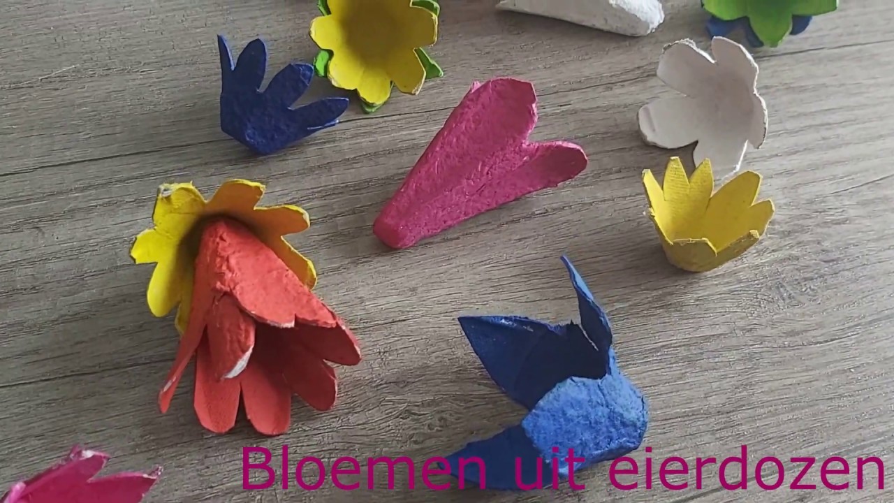 Bloemen knutselen uit eierdozen