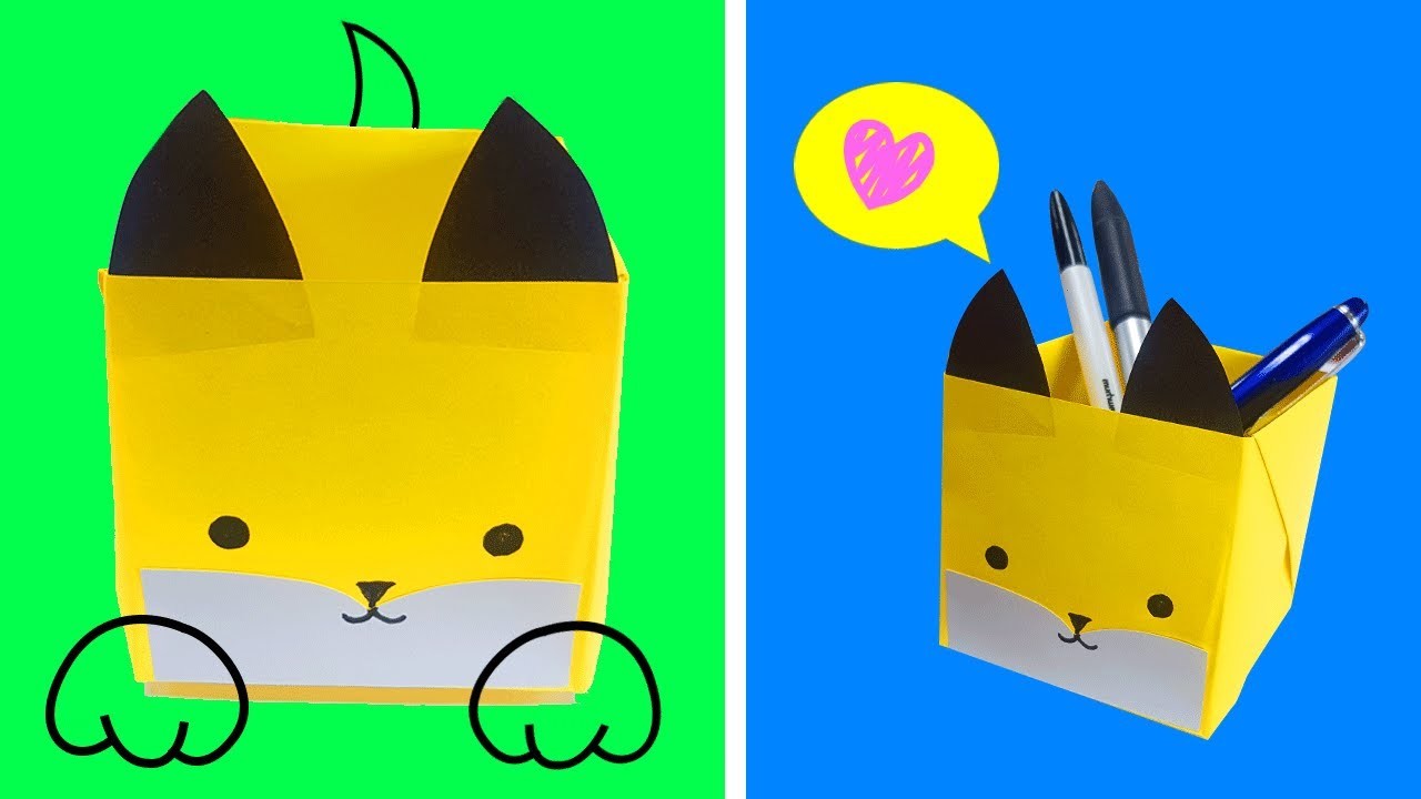 Easy PAPER CRAFT 3D dog pen holder | Kids Crafts DIY Origami اوريغامي 折り紙 оригами 종이접기
