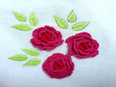Hand Embroidery: Rose Embroidery with Cast On Stitch (গোলাপ ফুল সেলাই)