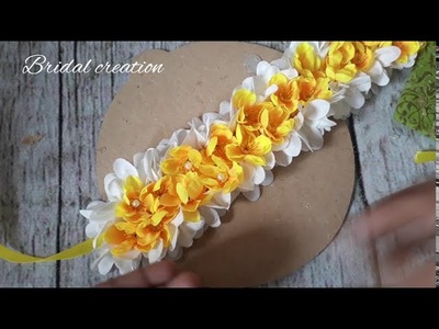 খোপার গাজরা তৈরী | Making Gajra at home Easy and elegant, Artificial Bridal Flower veni tutorial