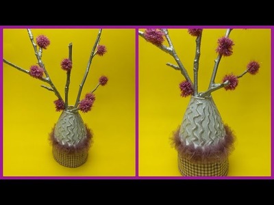HOW TO MAKE A VASE USING PLASTIC BOTTLE - CRAFT IDEAS FOR HOME  DECORATION ll DIY ROOM DECOR