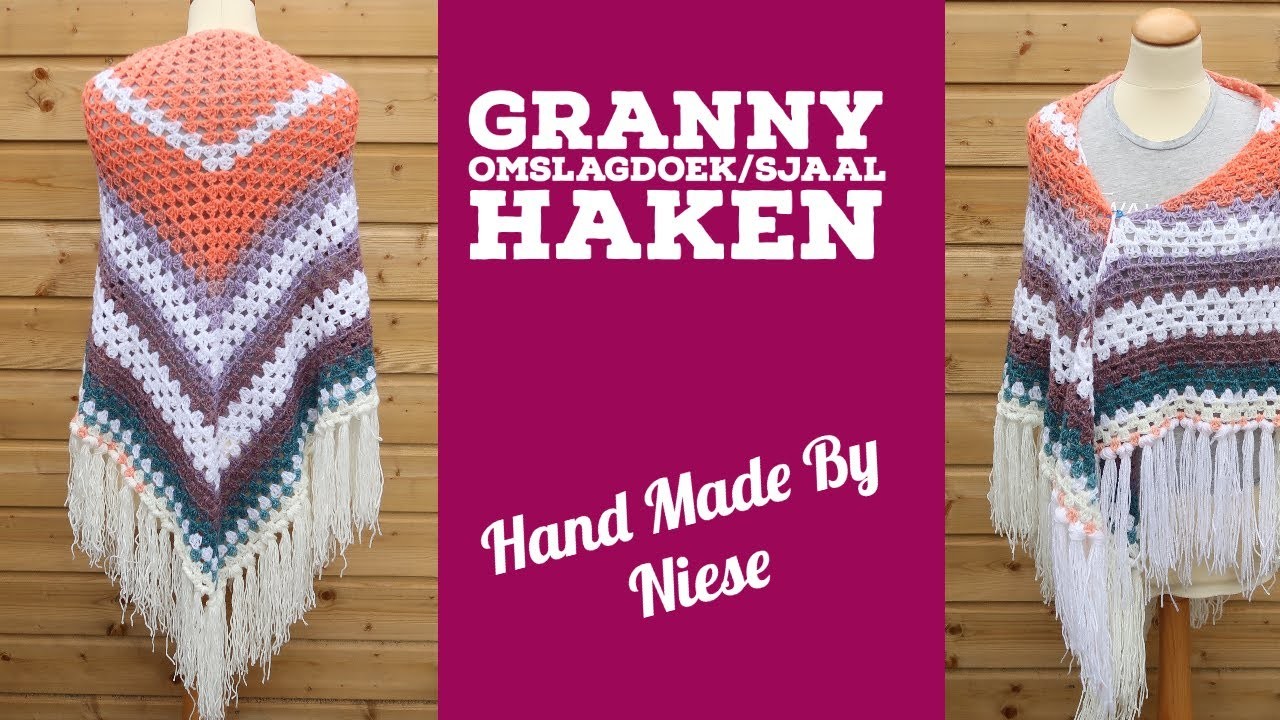 Haak Tutorial-Granny sjaal.omslagdoek haken #24