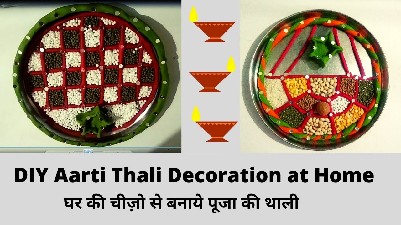 DIY 2 different Decoration of Aarti Thali with kitchen.रसोई के सामान से सजाये आरती थाली