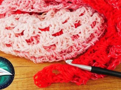 Driehoekige sjaal gemaakt van een bolletje wol | Geweldig kantpatroon | voor beginners