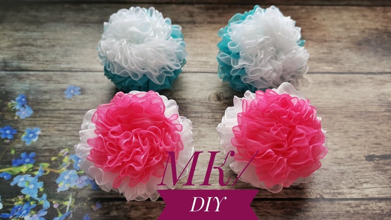 Зефирки из органзы с градиентом 4см.Organza marshmallows with 4cm gradient.