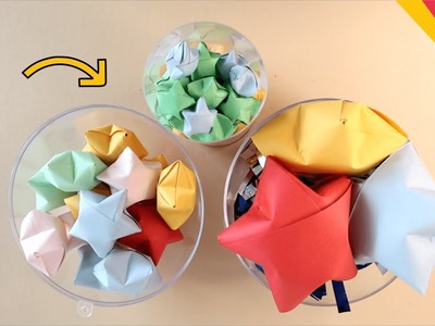 HOW TO MAKE LUCKY STAR PAPER IN ANY SIZE - Cara membuat origami bintang dalam berbagai bentuk WOW!