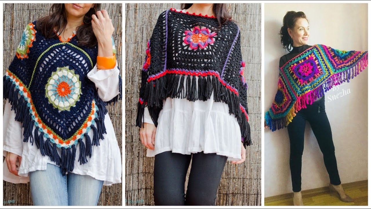 Latest designer handmade granny square crochet Knitting Shawls.Vintage Designer Cap Shawls Designes