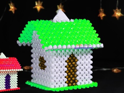 পুতির ঘর টিস্যু বক্স.How to make beaded house tissue box (part-1).beaded weardrobe.beaded home